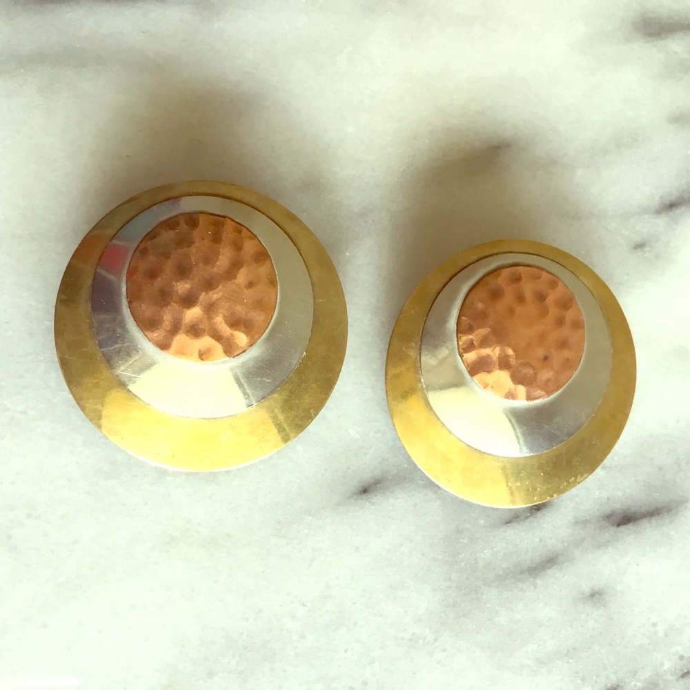 Copper Silver Bronze Earrings